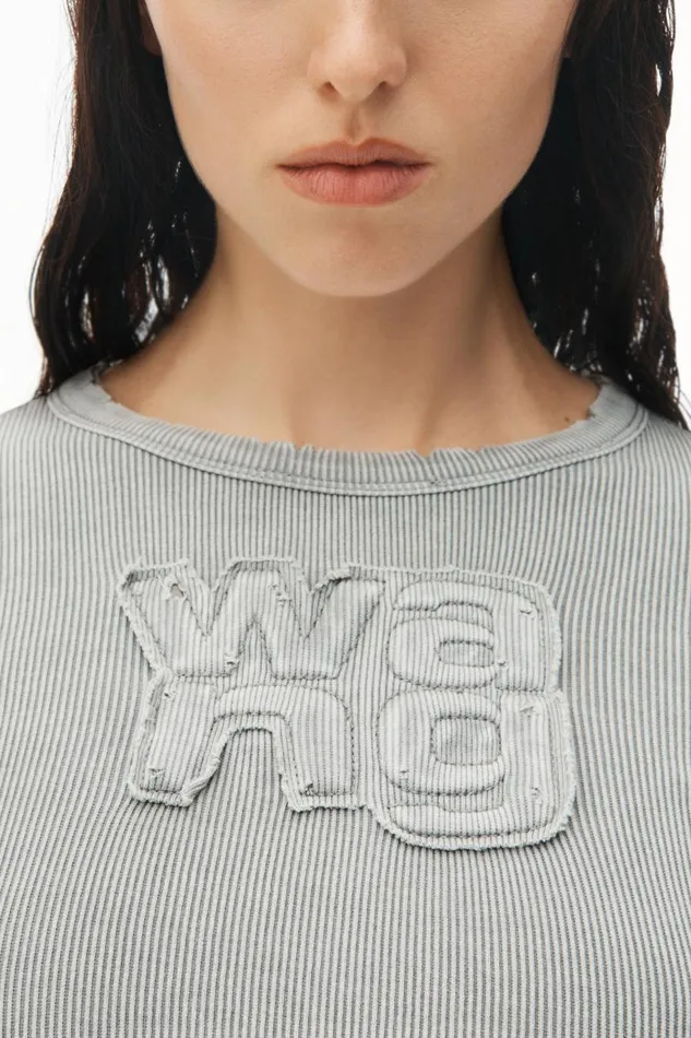 Alexander Wang TShirts Women Distressed Logo Longsleeve Tee