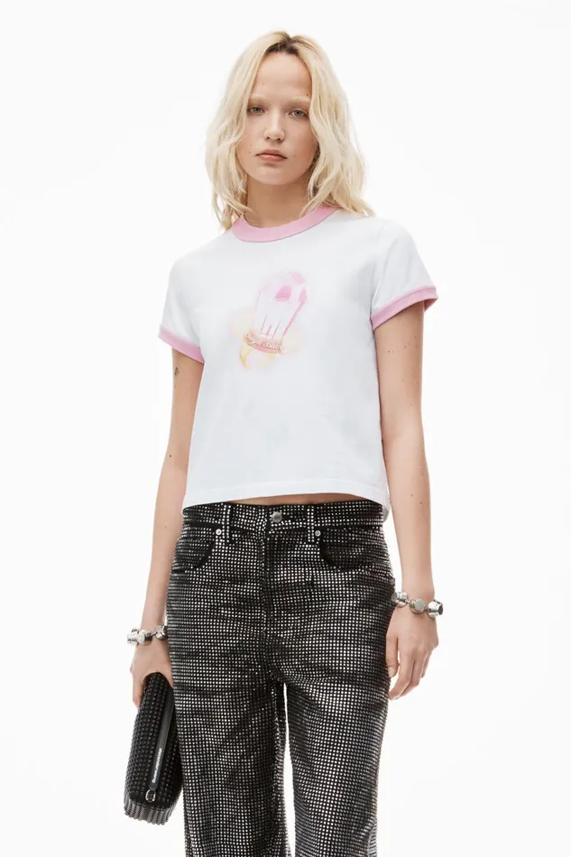 Alexander Wang TShirts Women Sugar Baby Ringer Tee In Cotton Jersey