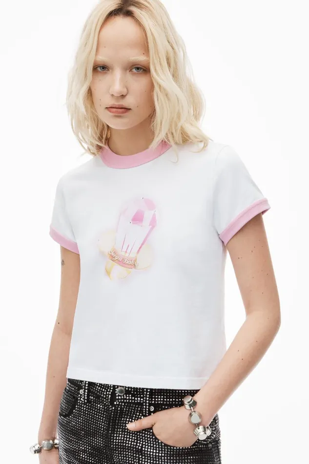 Alexander Wang TShirts Women Sugar Baby Ringer Tee In Cotton Jersey