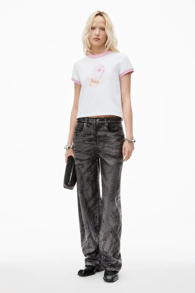 Alexander Wang TShirts Women Sugar Baby Ringer Tee In Cotton Jersey