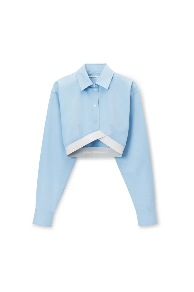 Alexander Wang Tops and Shirts Women Cropped Shirt In Organic Cotton With Logo Elastic Alexander Wang Tops and Shirts Women Cropped Shirt In Organic Cotton With Logo Elastic