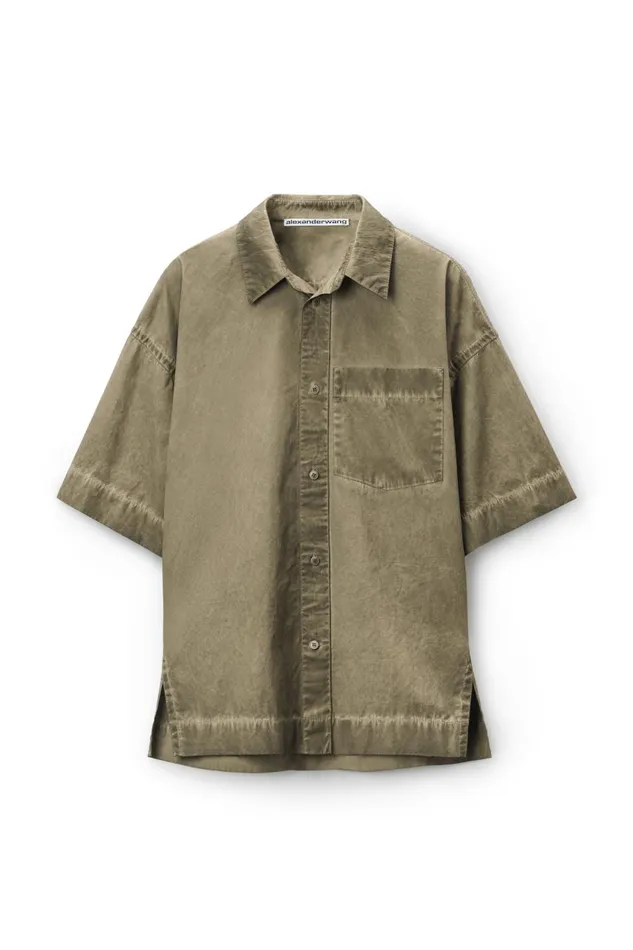 Alexander Wang Tops Men Oversized Short Sleeve Button Up Shirt In Cotton