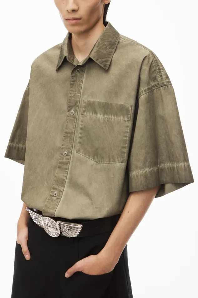 Alexander Wang Tops Men Oversized Short Sleeve Button Up Shirt In Cotton