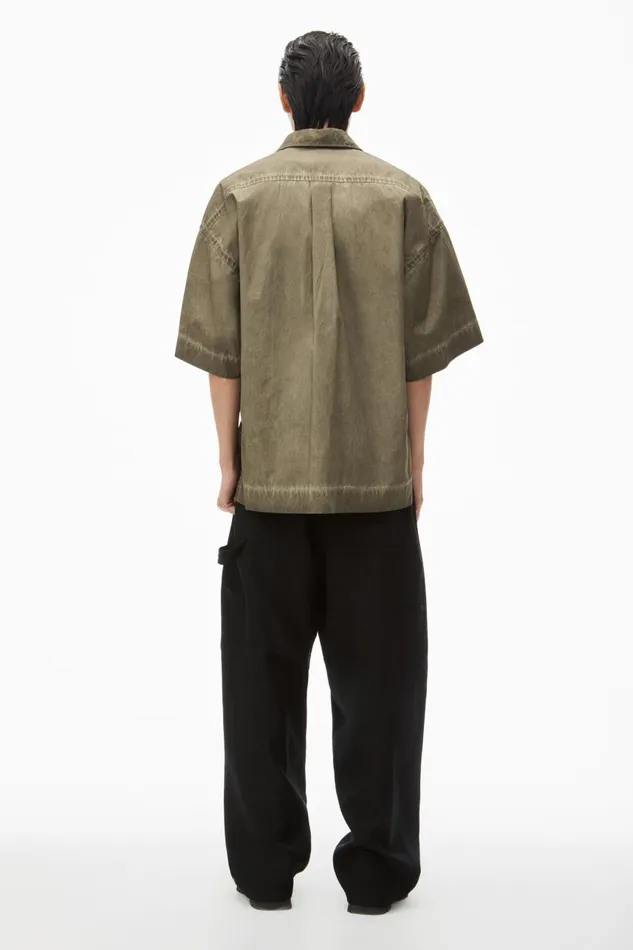 Alexander Wang Tops Men Oversized Short Sleeve Button Up Shirt In Cotton