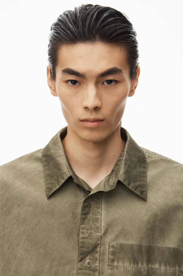 Alexander Wang Tops Men Oversized Short Sleeve Button Up Shirt In Cotton