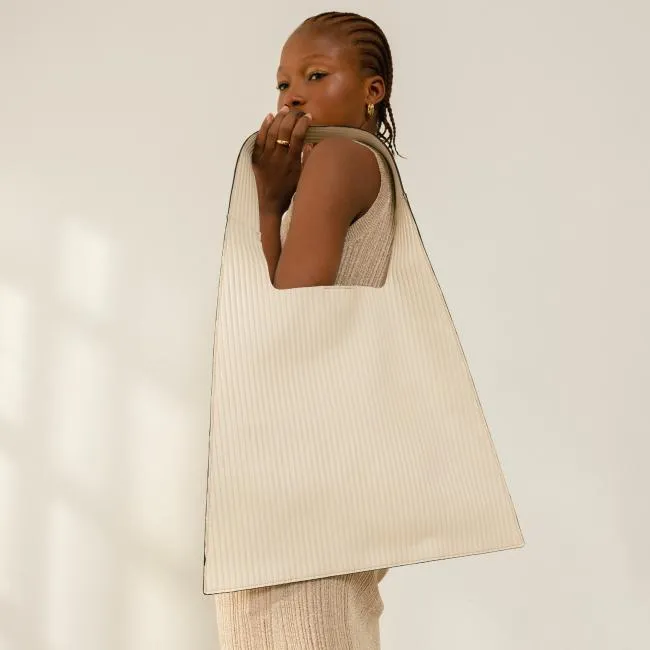 ALOHAS Bags The L Pleated 8211 White Leather Handbag 8211 Women