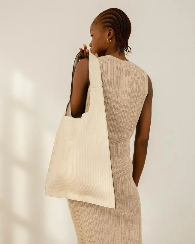 ALOHAS Bags The L Pleated 8211 White Leather Handbag 8211 Women