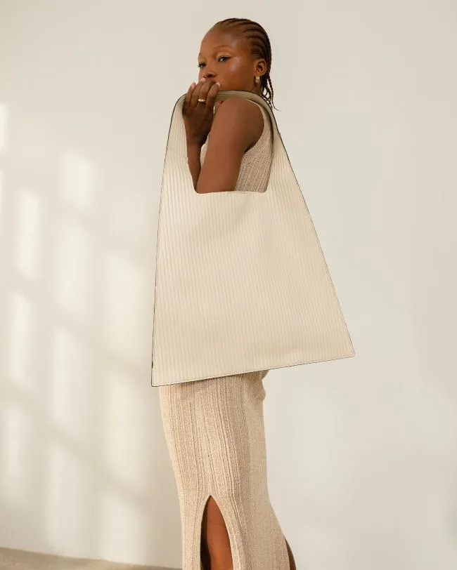 ALOHAS Bags The L Pleated 8211 White Leather Handbag 8211 Women