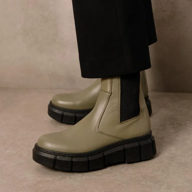 ALOHAS Boots Armor 8211 Green Leather Boots 8211 Women