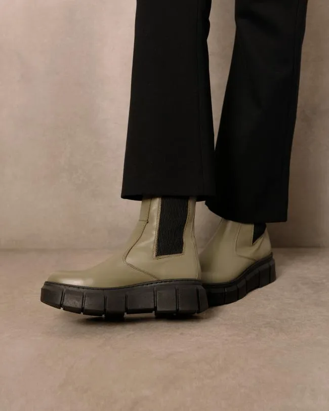 ALOHAS Boots Armor 8211 Green Leather Boots 8211 Women