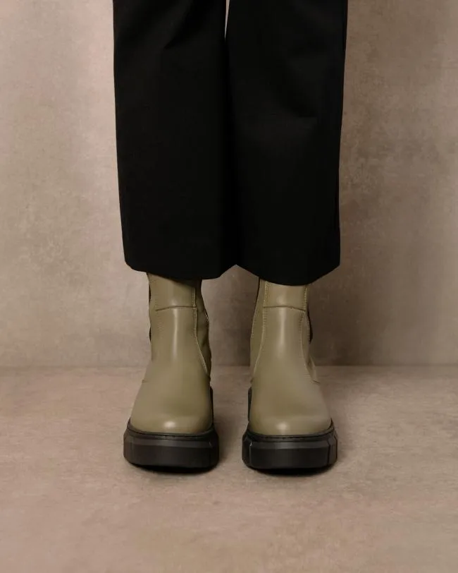 ALOHAS Boots Armor 8211 Green Leather Boots 8211 Women
