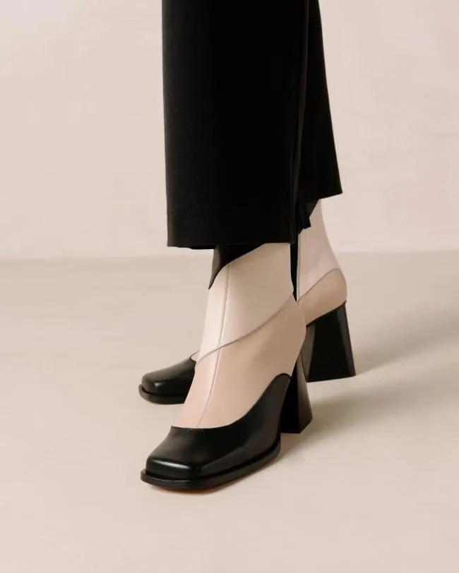 ALOHAS Boots South Patchwork 8211 Black And Beige Leather Boots 8211 Women