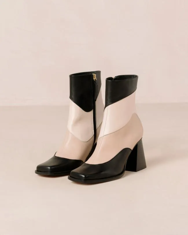 ALOHAS Boots South Patchwork 8211 Black And Beige Leather Boots 8211 Women