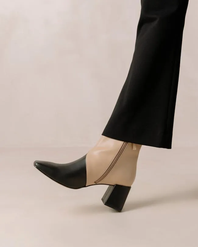 ALOHAS Boots Watercolor 8211 Black And Beige Vegan Leather Boots 8211 Women