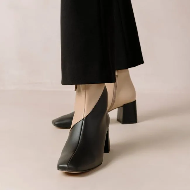 ALOHAS Boots Watercolor 8211 Black And Beige Vegan Leather Boots 8211 Women
