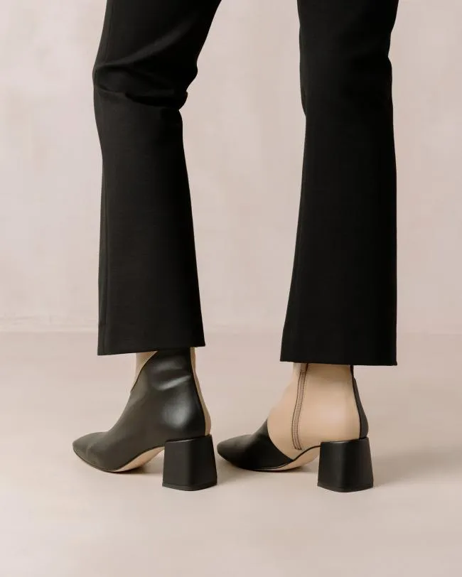 ALOHAS Boots Watercolor 8211 Black And Beige Vegan Leather Boots 8211 Women