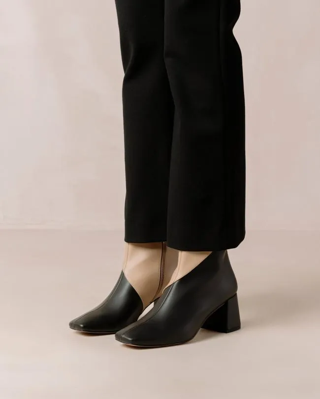 ALOHAS Boots Watercolor 8211 Black And Beige Vegan Leather Boots 8211 Women