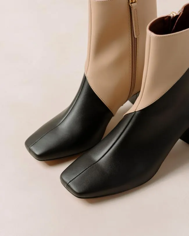 ALOHAS Boots Watercolor 8211 Black And Beige Vegan Leather Boots 8211 Women