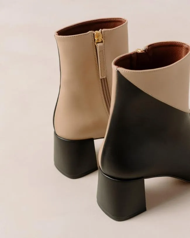 ALOHAS Boots Watercolor 8211 Black And Beige Vegan Leather Boots 8211 Women