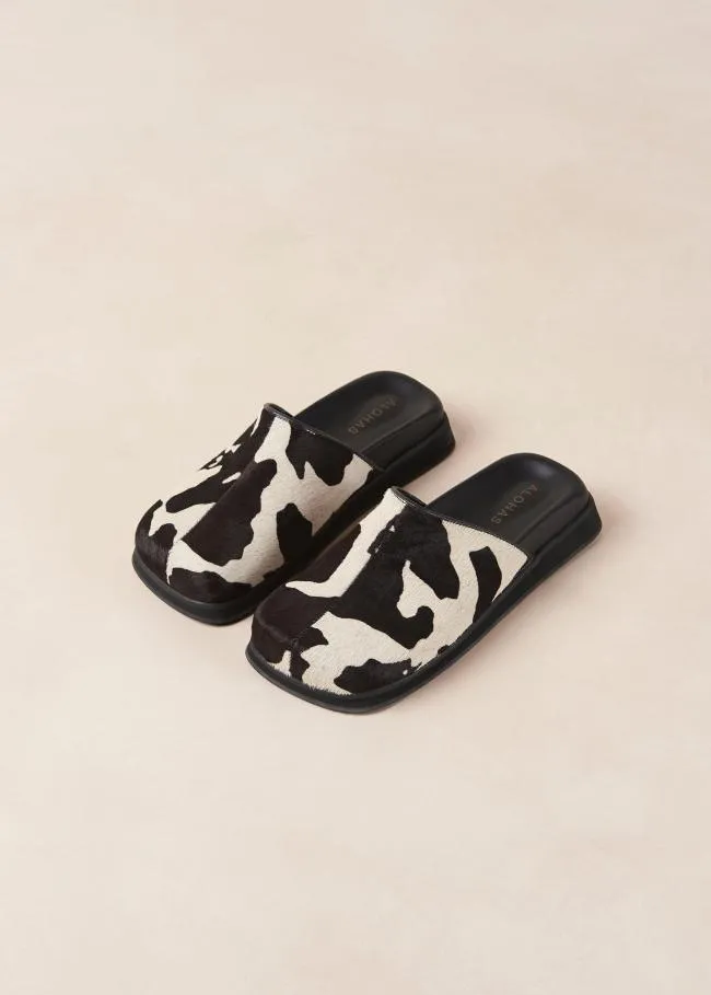 ALOHAS Clogs Whiz 8211 Cow Print Leather Mules 8211 Women