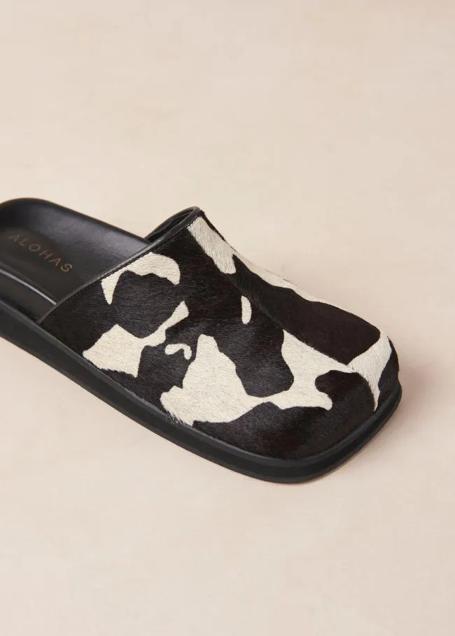 ALOHAS Clogs Whiz 8211 Cow Print Leather Mules 8211 Women