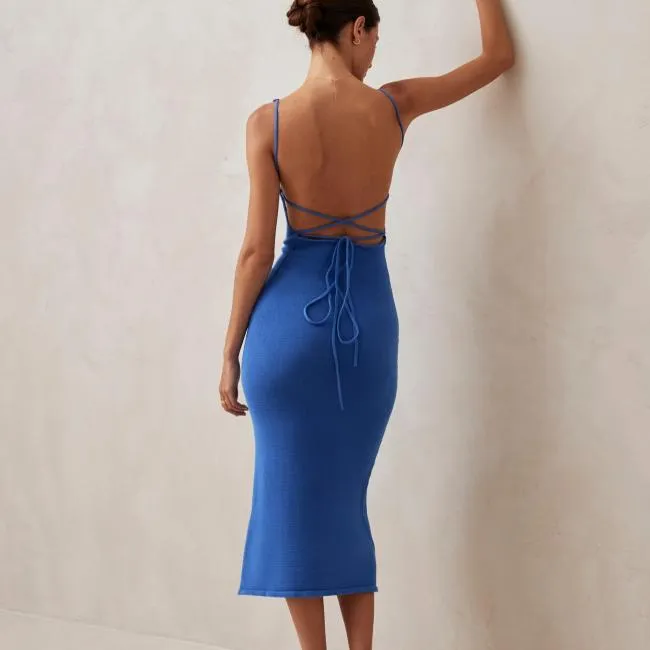 ALOHAS Dresses Delicate 8211 Blue Knit Dress 8211 Women