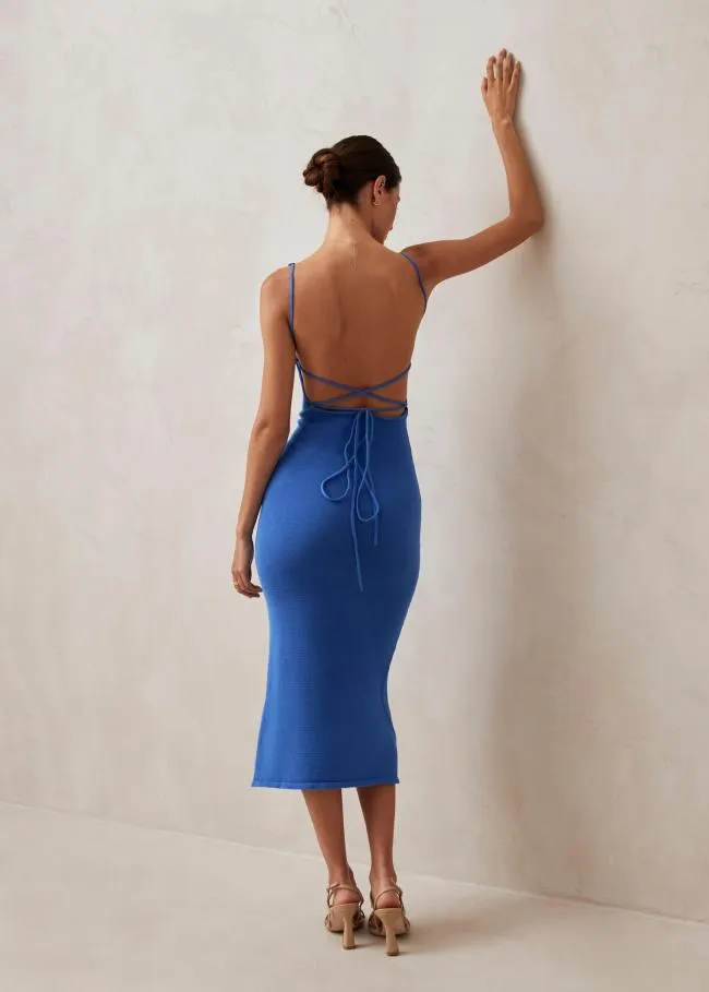 ALOHAS Dresses Delicate 8211 Blue Knit Dress 8211 Women