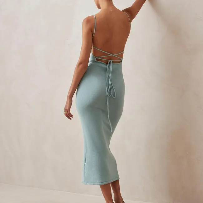 ALOHAS Dresses Delicate 8211 Turquoise Knit Dress 8211 Women