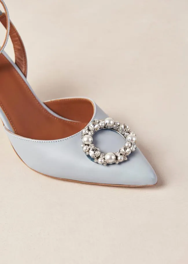 ALOHAS Heels Cinderella Crystal 8211 Light Blue Leather Pumps 8211 Women