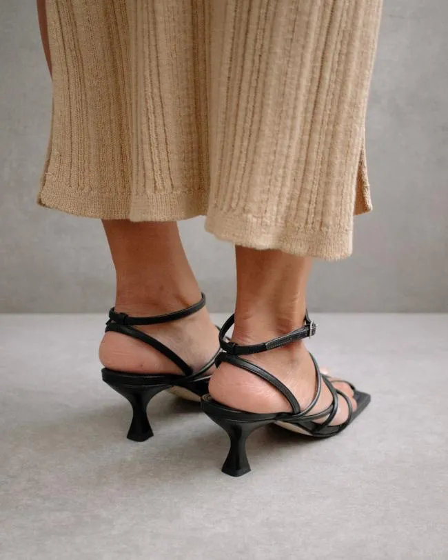 ALOHAS Heels Ginza 8211 Black Leather Sandals 8211 Women