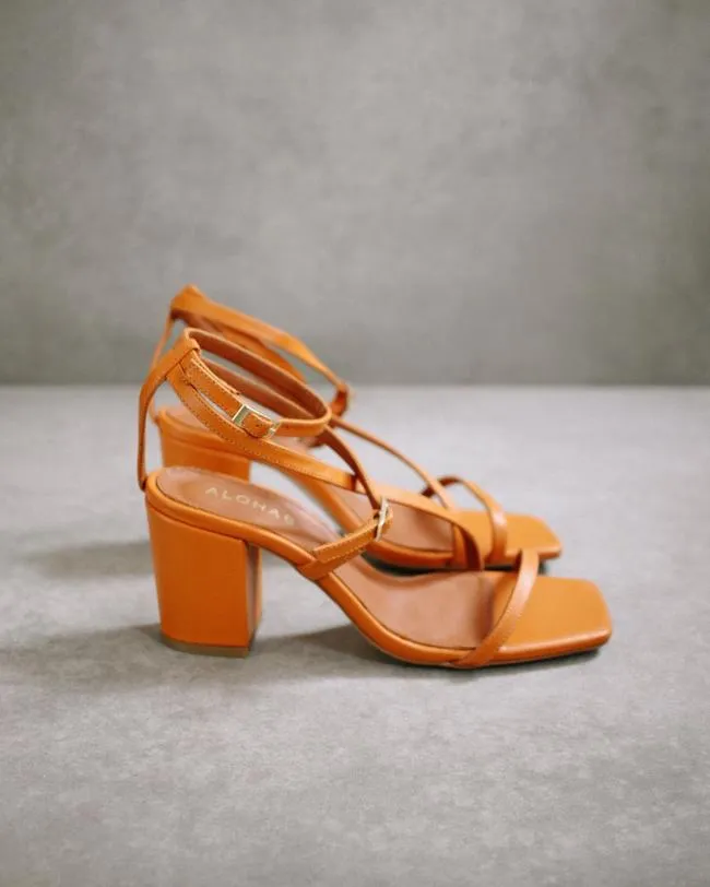 ALOHAS Heels Manhattan 8211 Orange Block Heel Sandals 8211 Women