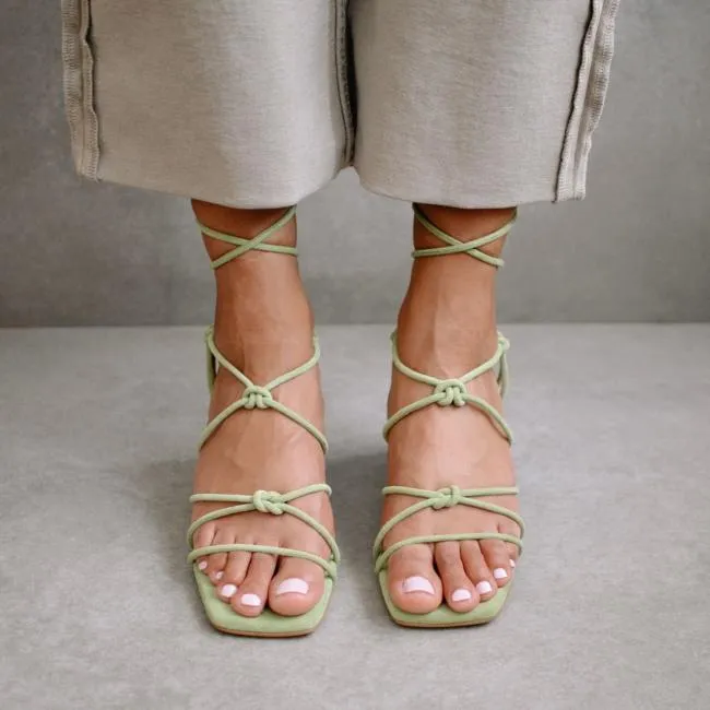 ALOHAS Heels Paloma 8211 Green Suede Sandals 8211 Women