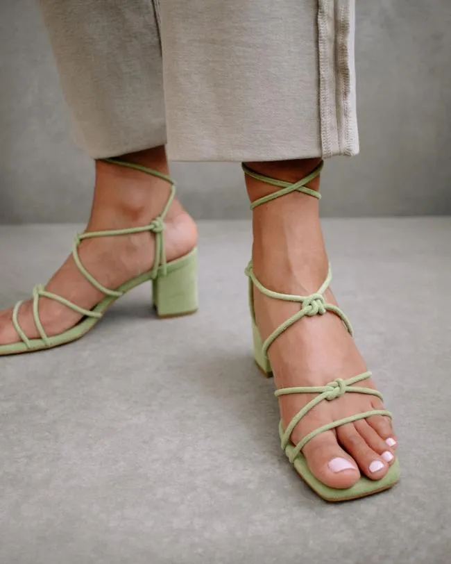 ALOHAS Heels Paloma 8211 Green Suede Sandals 8211 Women