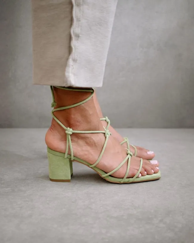 ALOHAS Heels Paloma 8211 Green Suede Sandals 8211 Women