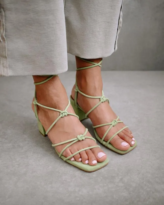 ALOHAS Heels Paloma 8211 Green Suede Sandals 8211 Women