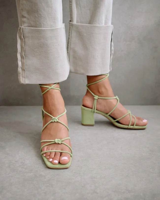 ALOHAS Heels Paloma 8211 Green Suede Sandals 8211 Women