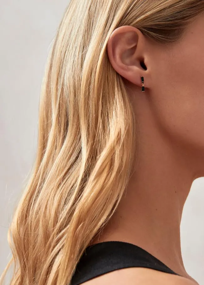 ALOHAS Jewelry Link 8211 Gold And Black Crystal Earrings 8211 Women