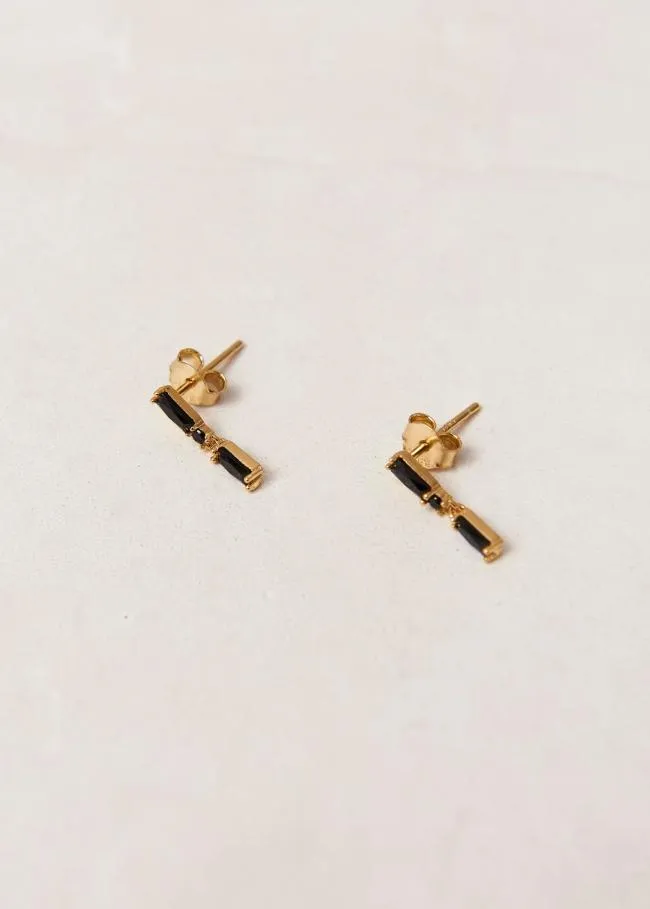ALOHAS Jewelry Link 8211 Gold And Black Crystal Earrings 8211 Women