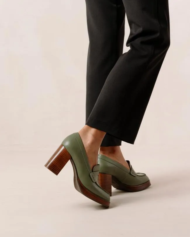 ALOHAS Loafers Busy 8211 Green Leather Loafers 8211 Women