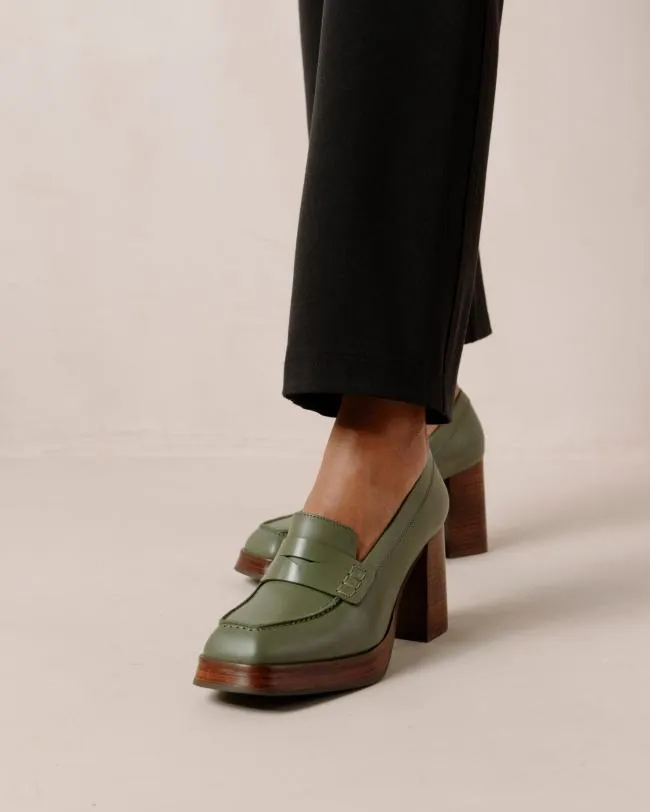 ALOHAS Loafers Busy 8211 Green Leather Loafers 8211 Women