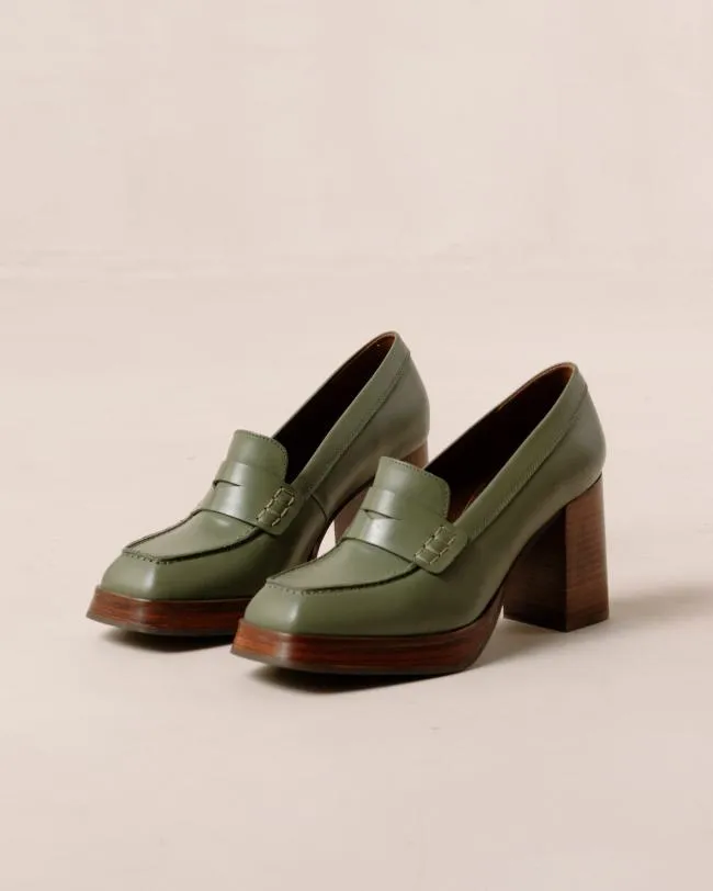 ALOHAS Loafers Busy 8211 Green Leather Loafers 8211 Women