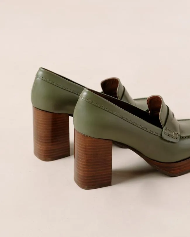 ALOHAS Loafers Busy 8211 Green Leather Loafers 8211 Women