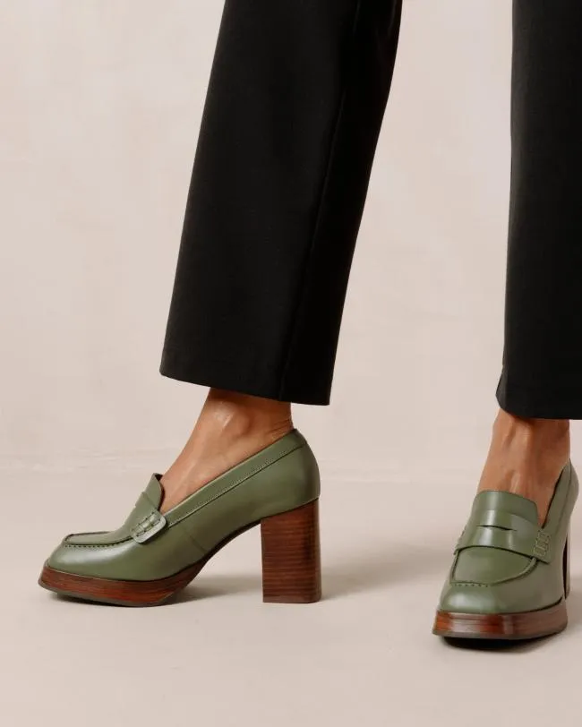 ALOHAS Loafers Busy 8211 Green Leather Loafers 8211 Women