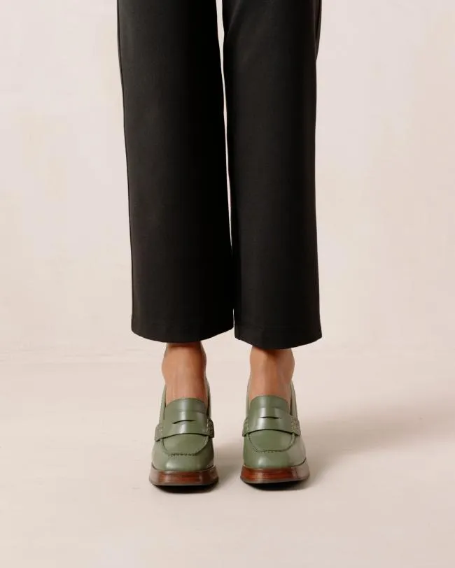 ALOHAS Loafers Busy 8211 Green Leather Loafers 8211 Women