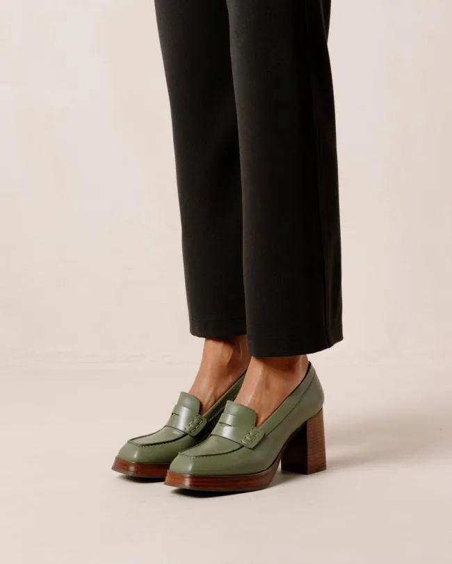 ALOHAS Loafers Busy 8211 Green Leather Loafers 8211 Women