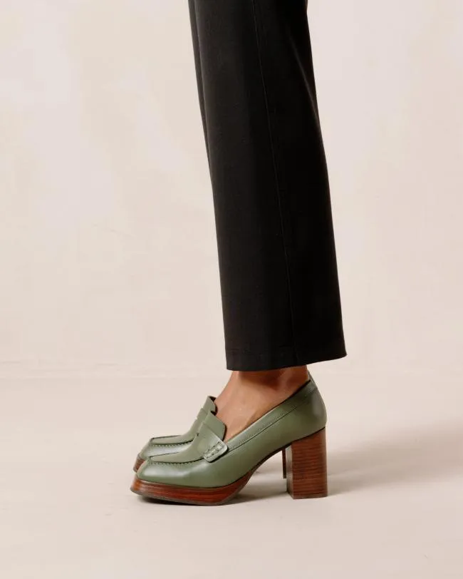 ALOHAS Loafers Busy 8211 Green Leather Loafers 8211 Women