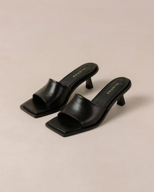 ALOHAS Mules Daphne 8211 Black Leather Sandals 8211 Women