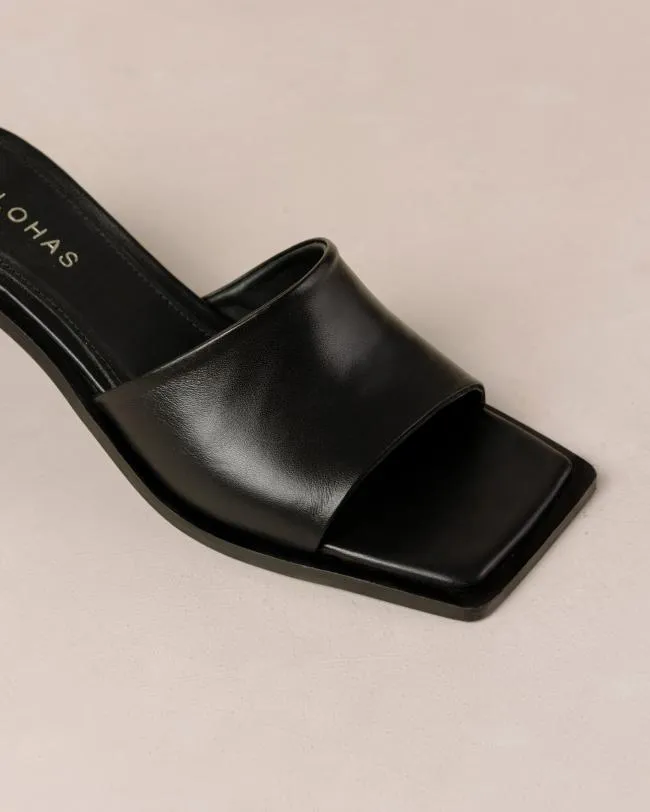 ALOHAS Mules Daphne 8211 Black Leather Sandals 8211 Women