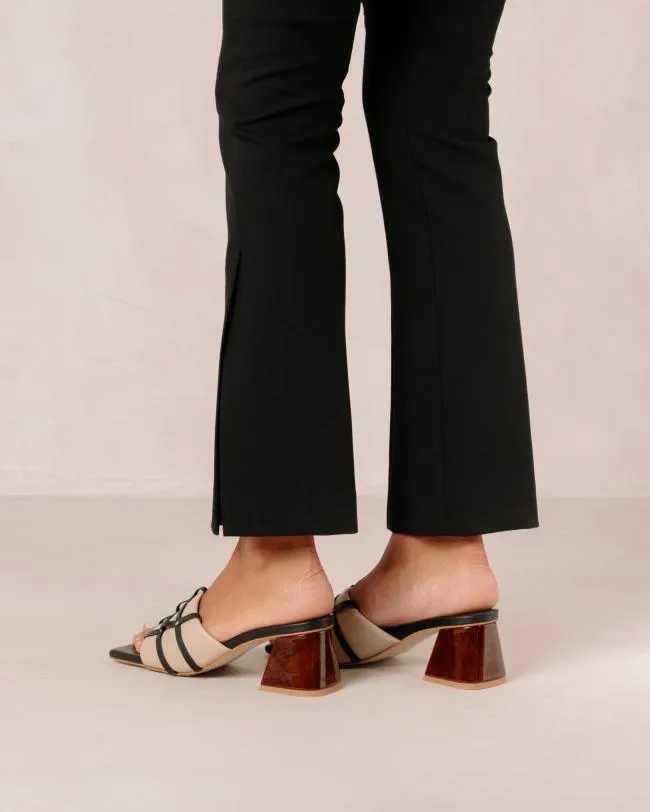 ALOHAS Mules Diorite 8211 Black And Beige Leather Sandals 8211 Women