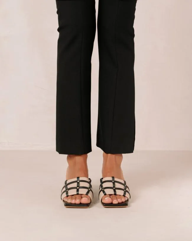 ALOHAS Mules Diorite 8211 Black And Beige Leather Sandals 8211 Women